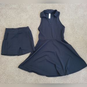 Everyday 2-in-1 Collared Sleeveless Mini Flare Activity DressBlack/S